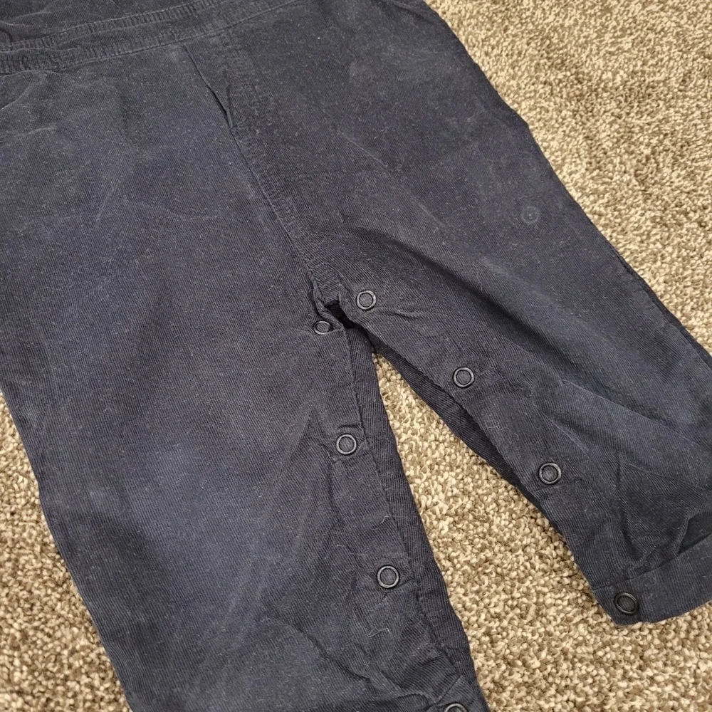 Beatrice & George Navy Blue Corduroy Overalls Crest Patch 24 Months B08-0033